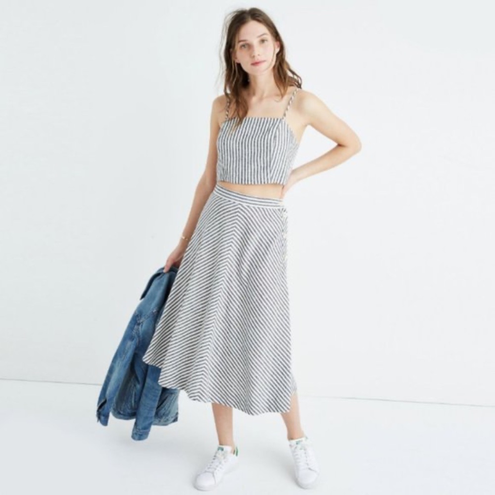 Madewell Crop Top & Midi Skirt Set in Rhoda Stripe